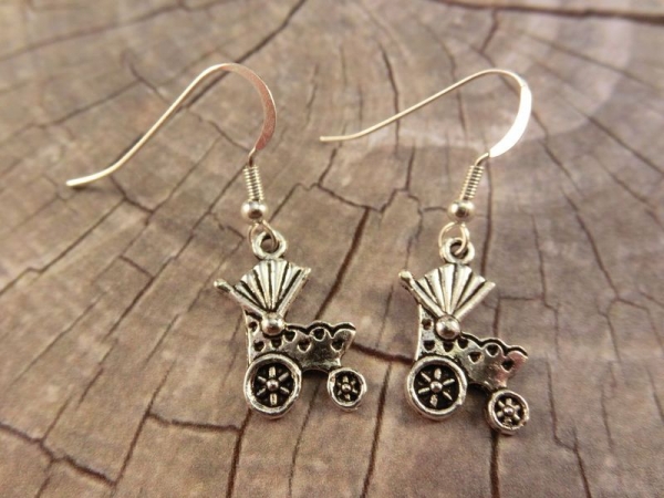 Kinderwagen Ohrringe Vintage Optik Buggy Carriage